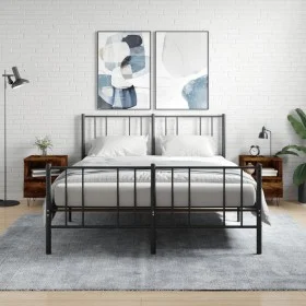 Mesitas noche 2 uds madera ingeniería roble ahumado 40x35x50 cm de vidaXL, Mesitas de noche - Ref: Foro24-830631, Precio: 68,...
