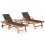 Tumbonas con mesa y cojín 2 unidades madera maciza de teca de vidaXL, Tumbonas - Ref: Foro24-3073179, Precio: 585,81 €, Descu...