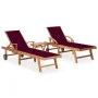 Tumbonas con mesa y cojín 2 unidades madera maciza de teca by vidaXL, Loungers - Ref: Foro24-3073180, Price: 601,71 €, Discou...