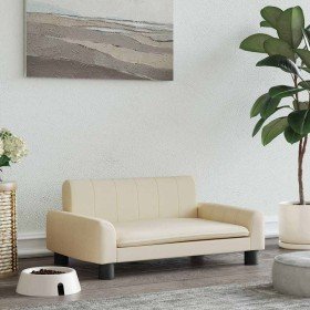 Cama para perros de tela crema 70x45x30 cm en Camas para perros | Comprar online en Foru.es