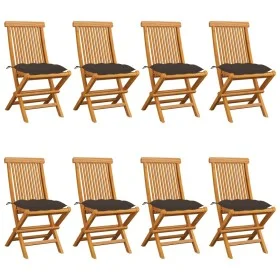 Sillas de jardín 8 uds madera de teca con cojines gris taupe de vidaXL, Sillas de jardín - Ref: Foro24-3072940, Precio: 489,5...