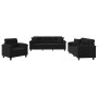 Juego de sofás con cojines 3 piezas tela microfibra negro en Sofás | Comprar online en Foru.es