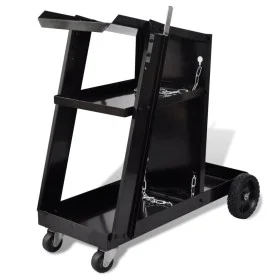 Black welding cart with 3 shelves workshop organizer by vidaXL, Cargo forklifts - Ref: Foro24-140950, Price: 77,82 €, Discoun...