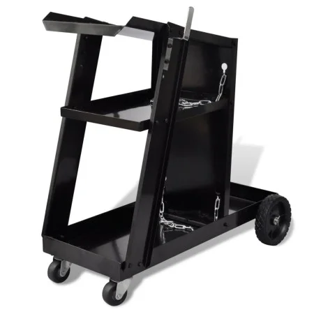 Black welding cart with 3 shelves workshop organizer by vidaXL, Cargo forklifts - Ref: Foro24-140950, Price: 77,82 €, Discoun...
