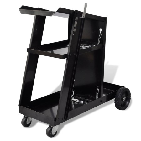 Carro de soldadura negro con 3 estantes organizador de taller de vidaXL, Carretillas de carga - Ref: Foro24-140950, Precio: 7...