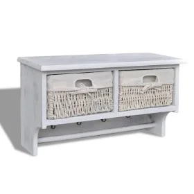 Estante de pared de madera de Paulownia blanco 60x23,5x33 cm de vidaXL, Percheros para sombreros y abrigos - Ref: Foro24-2407...