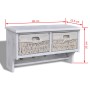 Estante de pared de madera de Paulownia blanco 60x23,5x33 cm de vidaXL, Percheros para sombreros y abrigos - Ref: Foro24-2407...