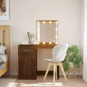 Tocador con luces LED roble marrón 90x42x132,5 cm de vidaXL, Tocadores para dormitorios - Ref: Foro24-834977, Precio: 103,03 ...