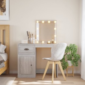 Tocador con luces LED gris Sonoma 90x42x132,5 cm de vidaXL, Tocadores para dormitorios - Ref: Foro24-834976, Precio: 85,15 €,...
