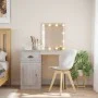 Tocador con luces LED gris Sonoma 90x42x132,5 cm de vidaXL, Tocadores para dormitorios - Ref: Foro24-834976, Precio: 84,28 €,...