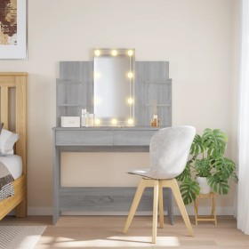 Tocador con luces LED gris Sonoma 96x40x142 cm de vidaXL, Tocadores para dormitorios - Ref: Foro24-837898, Precio: 102,35 €, ...