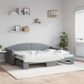 Ausziehbares Schlafsofa aus hellgrauem Stoff, 80 x 200 cm von vidaXL, Betten und Lattenroste - Ref: Foro24-3197525, Preis: 24...