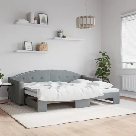 Trundle sofa bed light gray fabric 80x200 cm by vidaXL, Beds and slatted bases - Ref: Foro24-3197525, Price: 248,30 €, Discou...