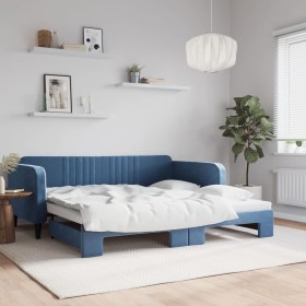 Sofá cama nido terciopelo azul 100x200 cm de vidaXL, Camas y somieres - Ref: Foro24-3197069, Precio: 258,32 €, Descuento: %