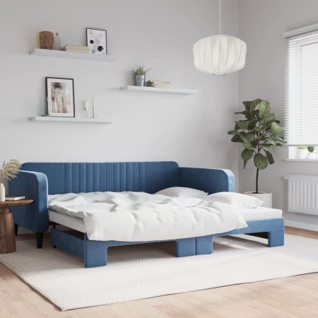 Sofá cama nido terciopelo azul 100x200 cm de vidaXL, Camas y somieres - Ref: Foro24-3197069, Precio: 258,32 €, Descuento: %