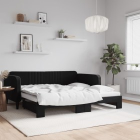 Sofá cama nido terciopelo negro 90x190 cm de vidaXL, Camas y somieres - Ref: Foro24-3197078, Precio: 241,67 €, Descuento: %