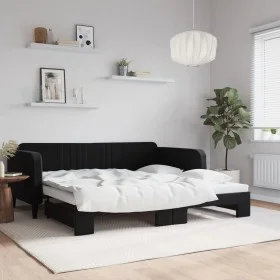 Ausziehbares Schlafsofa aus schwarzem Samt, 100 x 200 cm von vidaXL, Betten und Lattenroste - Ref: Foro24-3197074, Preis: 264...