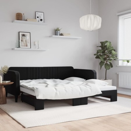 Sofá cama nido terciopelo negro 100x200 cm de vidaXL, Camas y somieres - Ref: Foro24-3197074, Precio: 269,18 €, Descuento: %