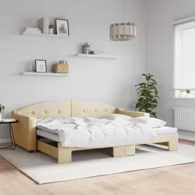 Sofá cama nido tela crema 90x200 cm de vidaXL, Camas y somieres - Ref: Foro24-3197534, Precio: 248,55 €, Descuento: %