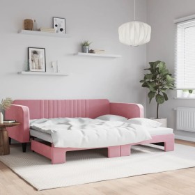Sofá cama nido terciopelo rosa 100x200 cm de vidaXL, Camas y somieres - Ref: Foro24-3197073, Precio: 262,35 €, Descuento: %