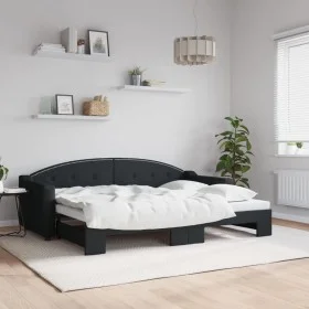 Black fabric trundle sofa bed 80x200 cm by vidaXL, Beds and slatted bases - Ref: Foro24-3197527, Price: 247,20 €, Discount: %