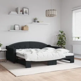 Ausziehbares Schlafsofa aus schwarzem Stoff, 90 x 190 cm von vidaXL, Betten und Lattenroste - Ref: Foro24-3197542, Preis: 240...