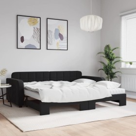 Sofá cama nido con colchón terciopelo negro 90x200 cm de vidaXL, Camas y somieres - Ref: Foro24-3196957, Precio: 446,72 €, De...