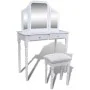 Tocador con espejo 3 en 1 taburete y 2 cajones blanco de vidaXL, Tocadores para dormitorios - Ref: Foro24-241003, Precio: 137...