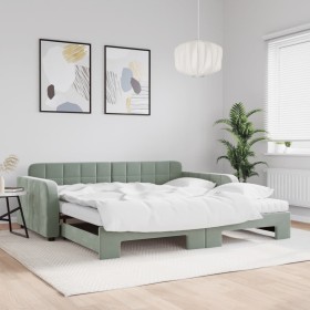 Sofá cama nido con colchón terciopelo gris claro 100x200 cm de vidaXL, Camas y somieres - Ref: Foro24-3196960, Precio: 488,16...