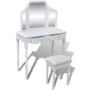 Tocador con espejo 3 en 1 taburete y 2 cajones blanco de vidaXL, Tocadores para dormitorios - Ref: Foro24-241003, Precio: 137...