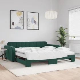 Trundle sofa bed with dark green velvet mattress 100x200 cm by vidaXL, Beds and slatted bases - Ref: Foro24-3196962, Price: 4...