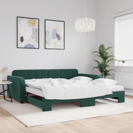 Sofá cama nido con colchón terciopelo verde oscuro 100x200 cm de vidaXL, Camas y somieres - Ref: Foro24-3196962, Precio: 432,...