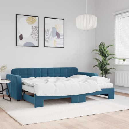 Sofá cama nido con colchón terciopelo azul 80x200 cm de vidaXL, Camas y somieres - Ref: Foro24-3196945, Precio: 442,56 €, Des...