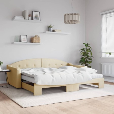 Sofá cama nido con colchón tela crema 90x200 cm de vidaXL, Camas y somieres - Ref: Foro24-3197552, Precio: 440,44 €, Descuent...
