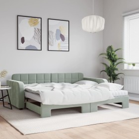 Sofá cama nido con colchón terciopelo gris claro 90x190 cm de vidaXL, Camas y somieres - Ref: Foro24-3196966, Precio: 411,00 ...
