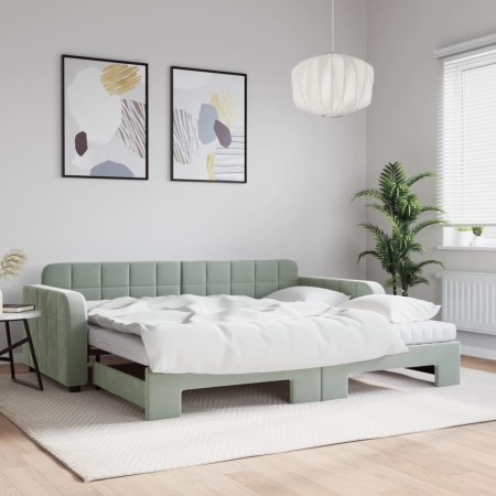 Sofá cama nido con colchón terciopelo gris claro 90x190 cm de vidaXL, Camas y somieres - Ref: Foro24-3196966, Precio: 411,00 ...