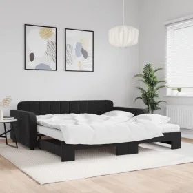 Trundle sofa bed with black velvet mattress 100x200 cm by vidaXL, Beds and slatted bases - Ref: Foro24-3196964, Price: 438,38...