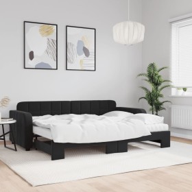 Sofá cama nido con colchón terciopelo negro 80x200 cm de vidaXL, Camas y somieres - Ref: Foro24-3196950, Precio: 443,94 €, De...