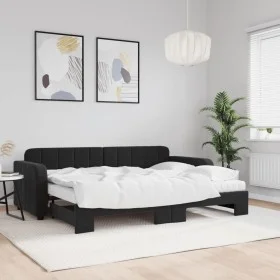 Trundle sofa bed with black velvet mattress 80x200 cm by vidaXL, Beds and slatted bases - Ref: Foro24-3196950, Price: 420,85 ...