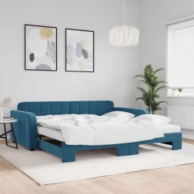 Sofá cama nido con colchón terciopelo azul 100x200 cm de vidaXL, Camas y somieres - Ref: Foro24-3196959, Precio: 436,59 €, De...