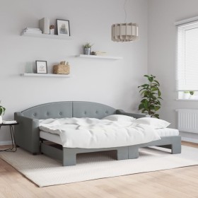 Sofá cama nido con colchón tela gris claro 90x190 cm de vidaXL, Camas y somieres - Ref: Foro24-3197558, Precio: 416,23 €, Des...