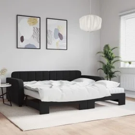 Trundle sofa bed with black velvet mattress 90x190 cm by vidaXL, Beds and slatted bases - Ref: Foro24-3196968, Price: 401,91 ...