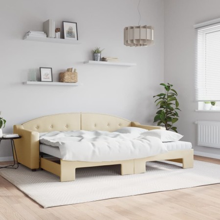 Sofá cama nido con colchón tela crema 80x200 cm de vidaXL, Camas y somieres - Ref: Foro24-3197547, Precio: 421,79 €, Descuent...
