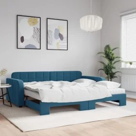 Sofá cama nido con colchón terciopelo azul 90x200 cm de vidaXL, Camas y somieres - Ref: Foro24-3196952, Precio: 485,56 €, Des...