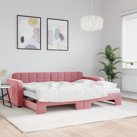 Sofá cama nido con colchón terciopelo rosa 80x200 cm de vidaXL, Camas y somieres - Ref: Foro24-3196949, Precio: 428,18 €, Des...