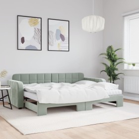 Sofá cama nido con colchón terciopelo gris claro 80x200 cm de vidaXL, Camas y somieres - Ref: Foro24-3196946, Precio: 472,02 ...