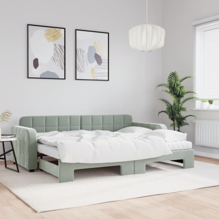 Sofá cama nido con colchón terciopelo gris claro 80x200 cm de vidaXL, Camas y somieres - Ref: Foro24-3196946, Precio: 472,02 ...