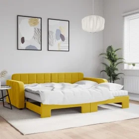 Trundle sofa bed with yellow velvet mattress 90x200 cm by vidaXL, Beds and slatted bases - Ref: Foro24-3196958, Price: 441,36...