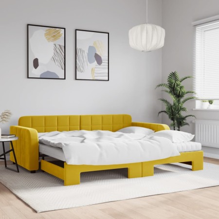 Sofá cama nido con colchón terciopelo amarillo 90x200 cm de vidaXL, Camas y somieres - Ref: Foro24-3196958, Precio: 447,98 €,...