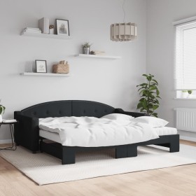 Sofá cama nido con colchón tela negro 90x190 cm de vidaXL, Camas y somieres - Ref: Foro24-3197560, Precio: 416,93 €, Descuent...
